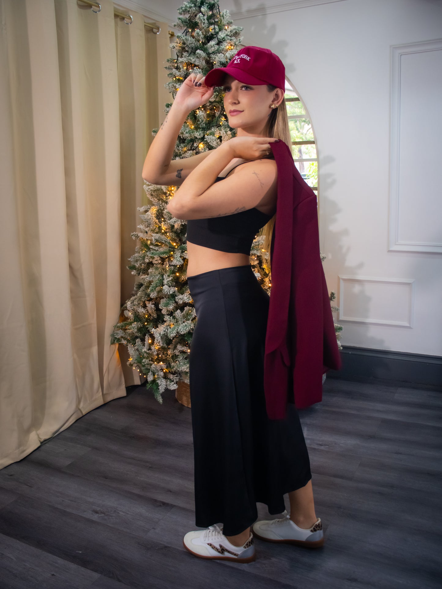Falda satinada midi