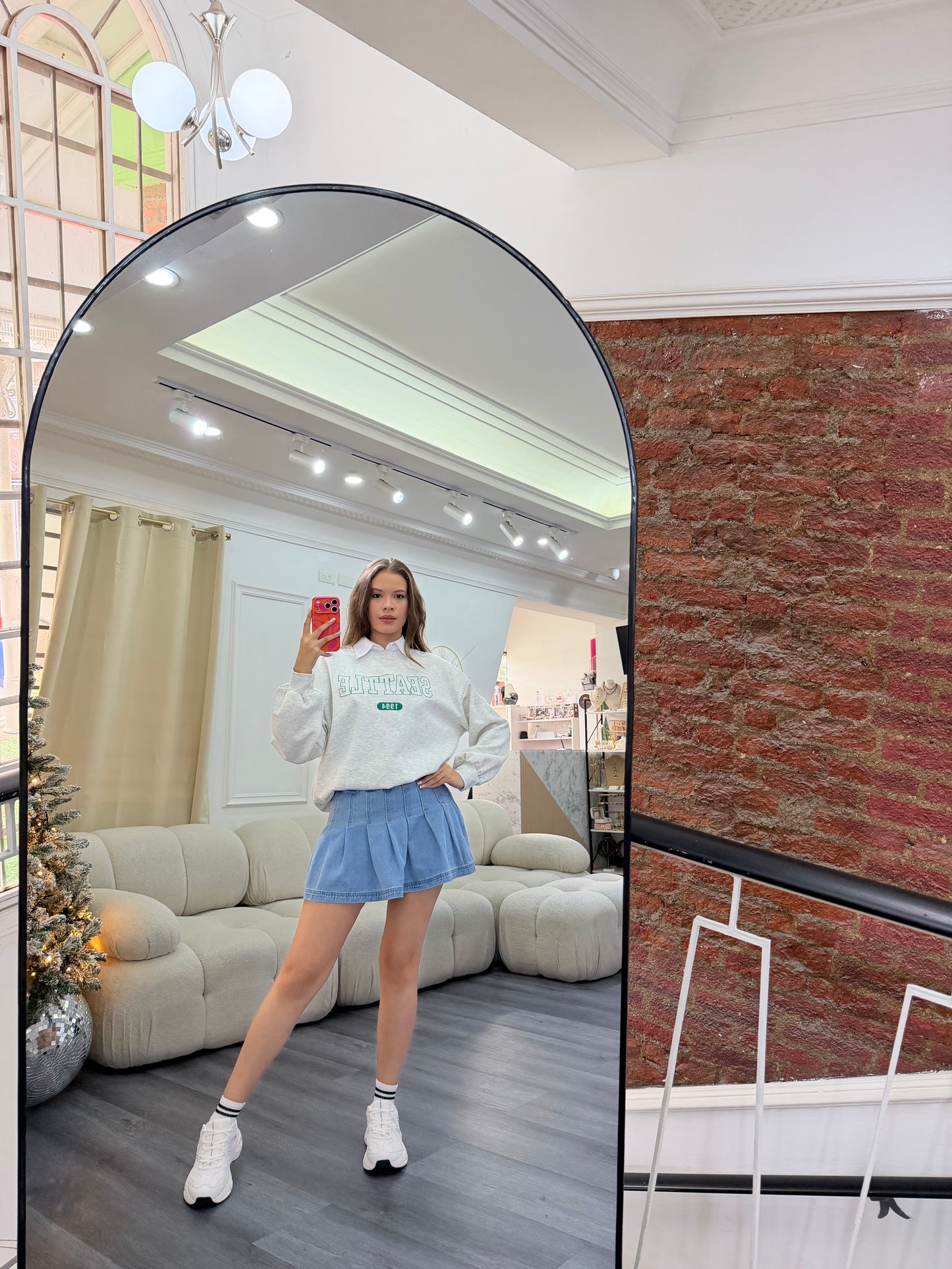 Falda plisada Denim