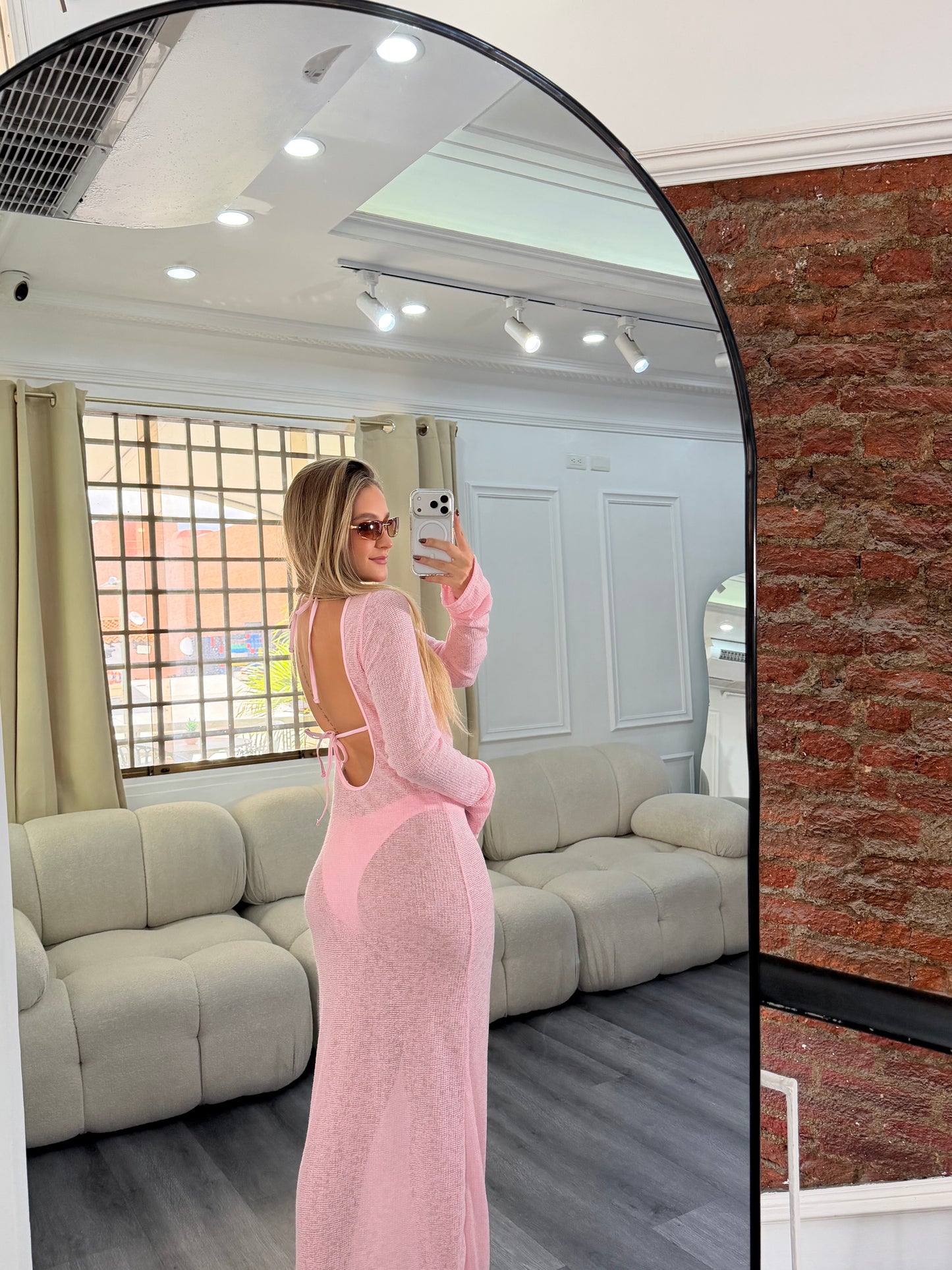 Bikini rosado con vestido