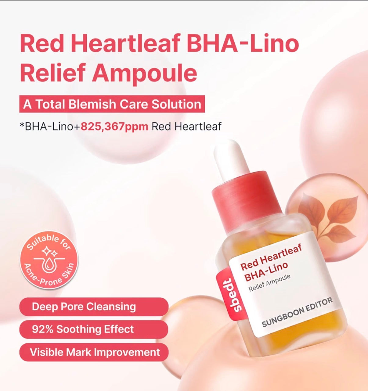 SUNGBOON EDITOR Red Heartleaf BHA-Lino Relief Ampoule