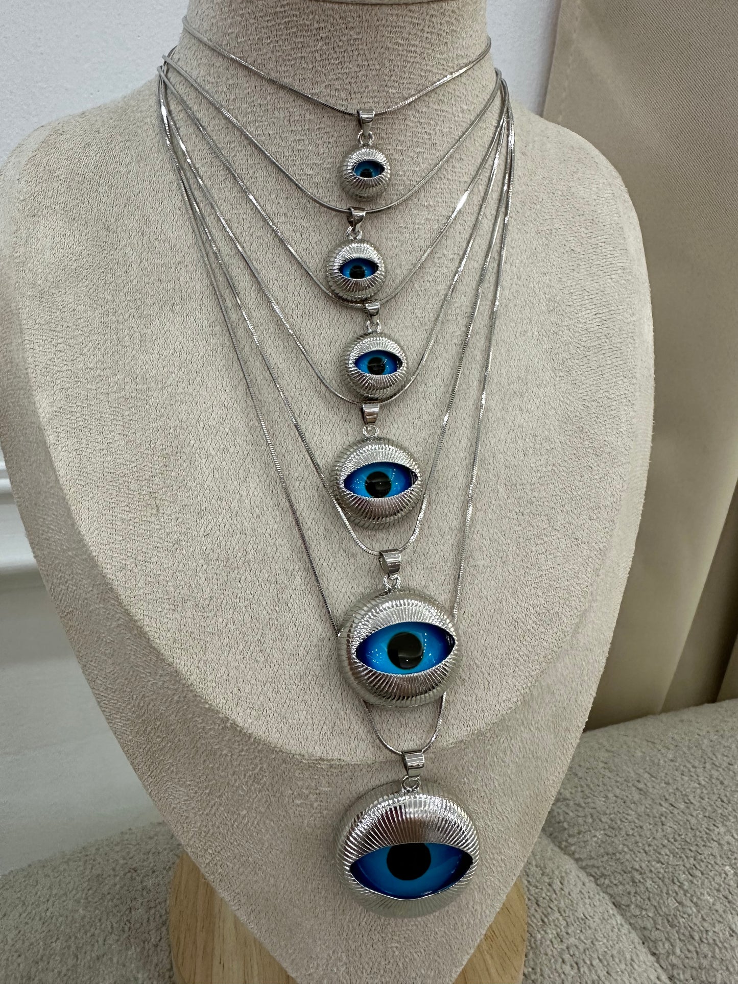 Collar ojo turco plateado