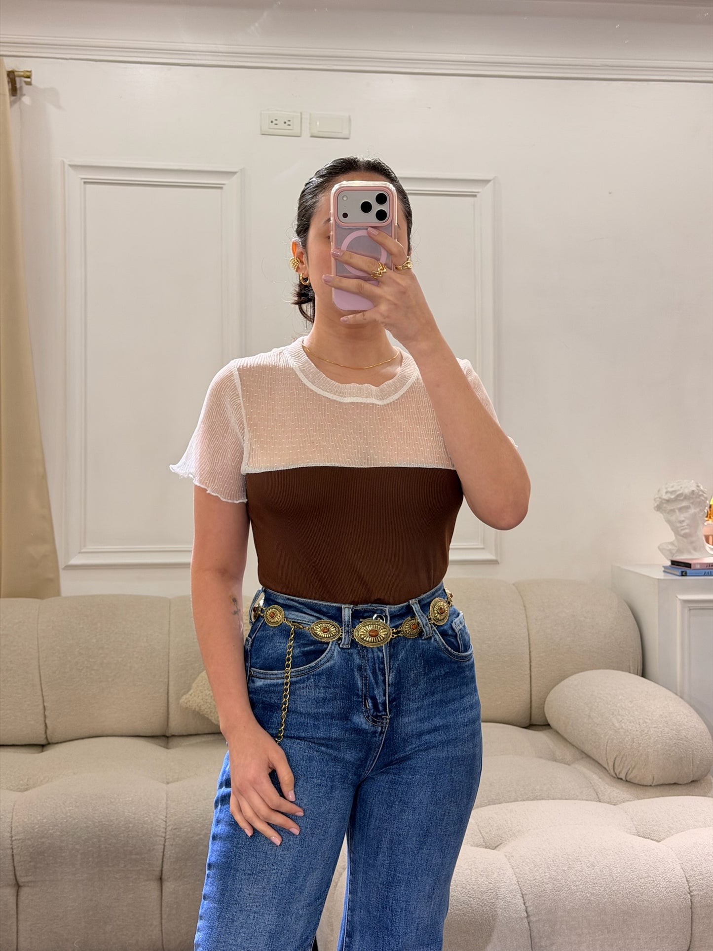Blusa Canalé con Malla