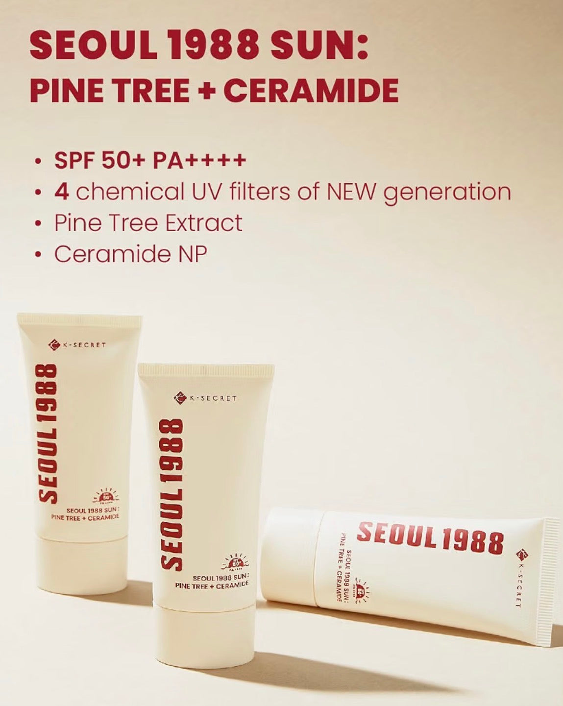 K-SECRET SEOUL 1988 SUN: Pine Tree + Ceramide (SPF 50+ PA++++)