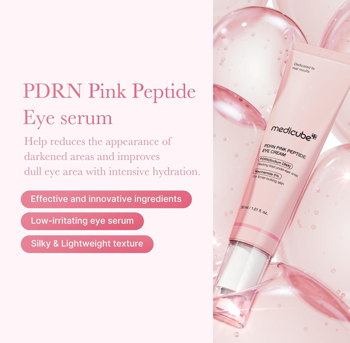 Medicube PDRN - Suero de ojos con péptido rosa con niacinamida y retinol