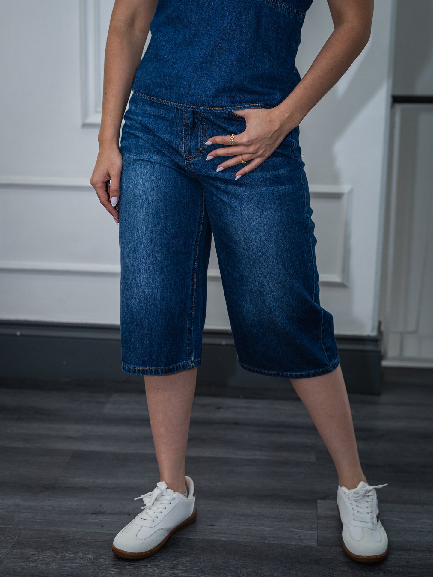 Conjunto denim estilo bermuda