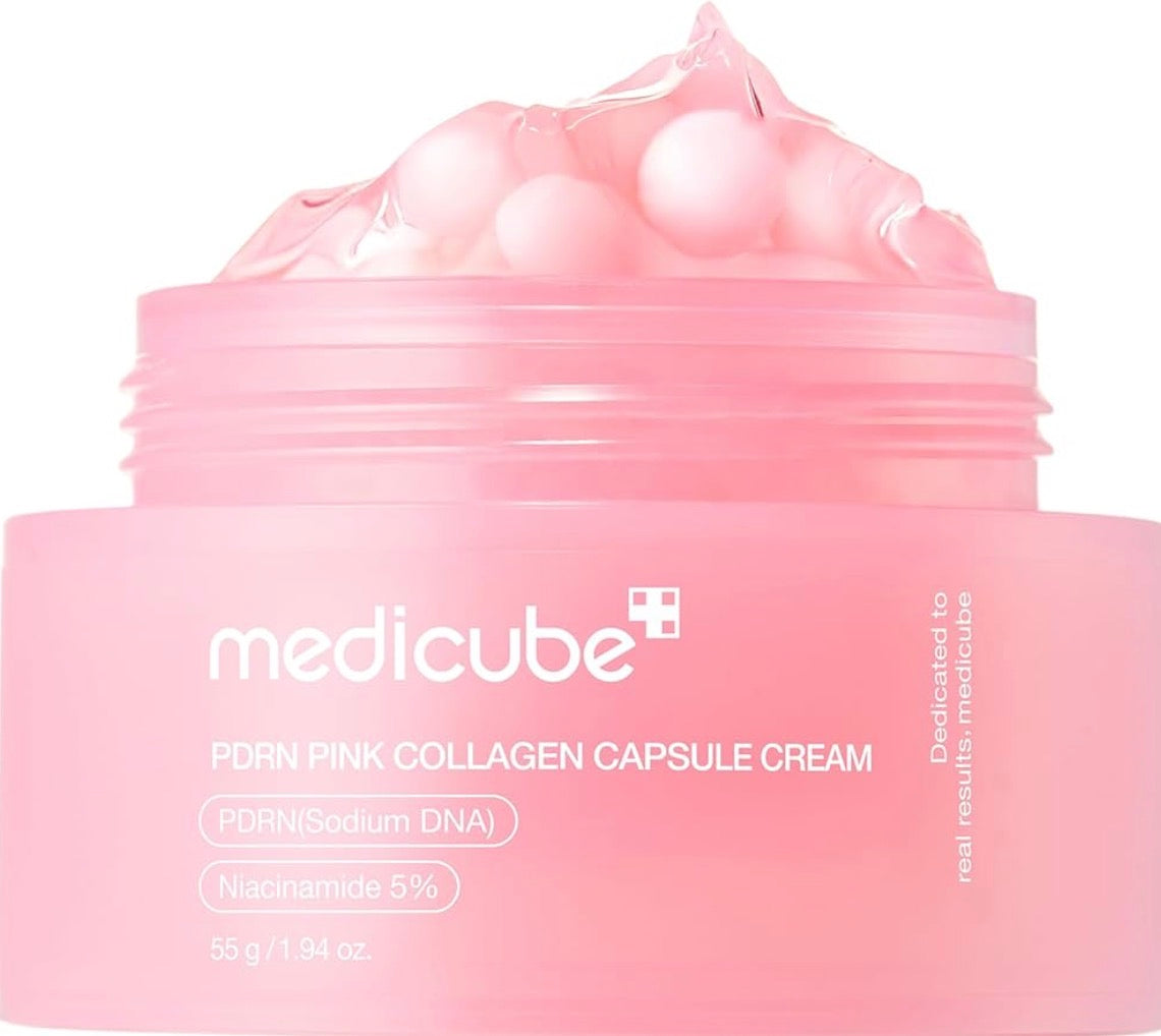 Medicube Salmon DNA PDRN Crema de cápsula de colágeno rosa e hidratante facial