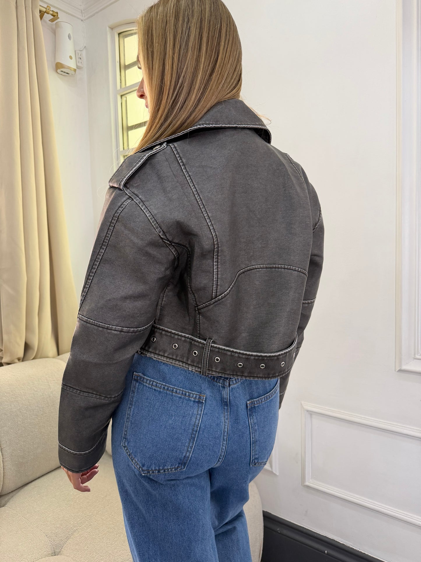 Jacket biker grisáceo