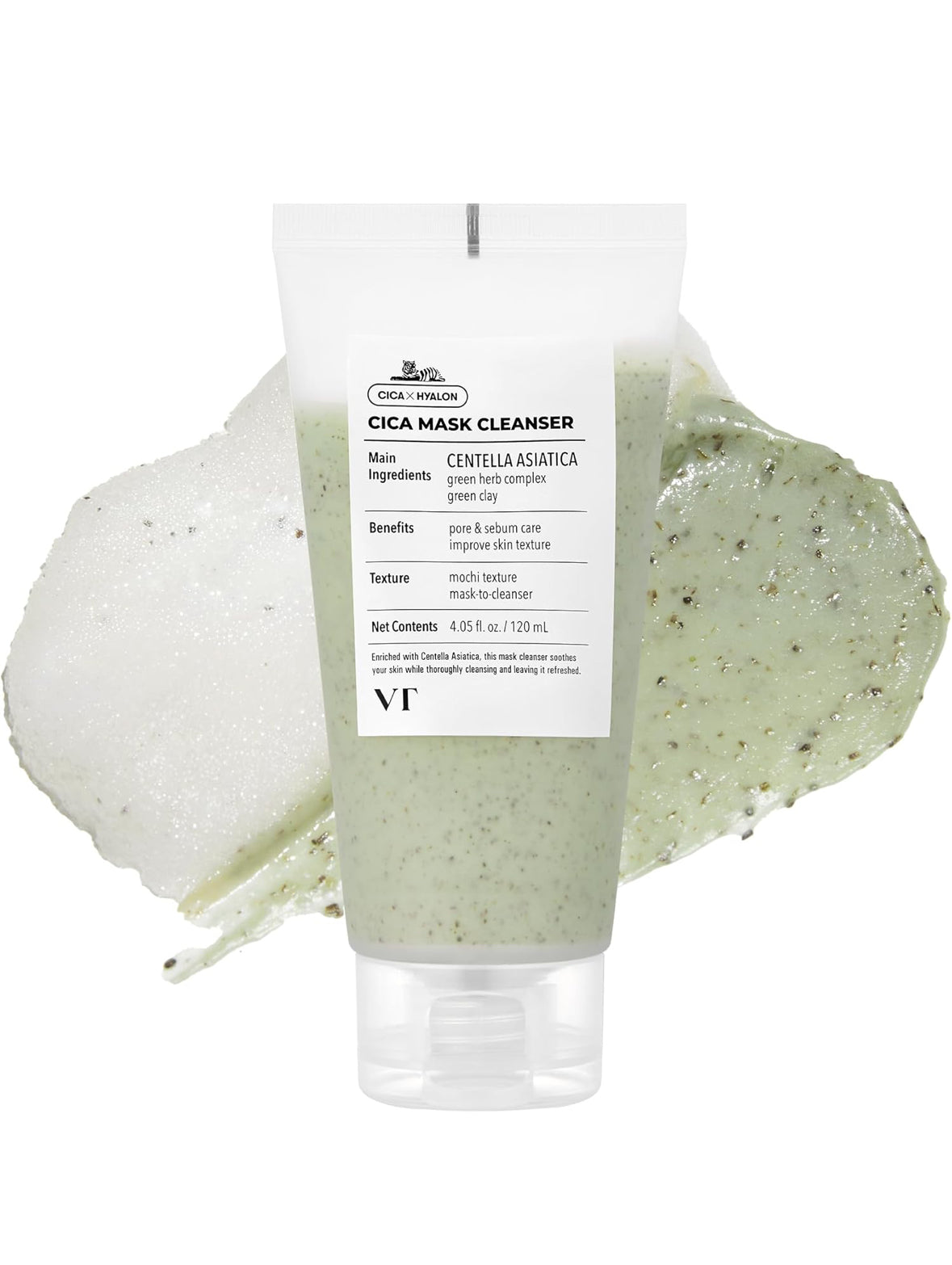VT COSMETICS CICA - Limpiador facial 2 en 1, mascarilla de arcilla