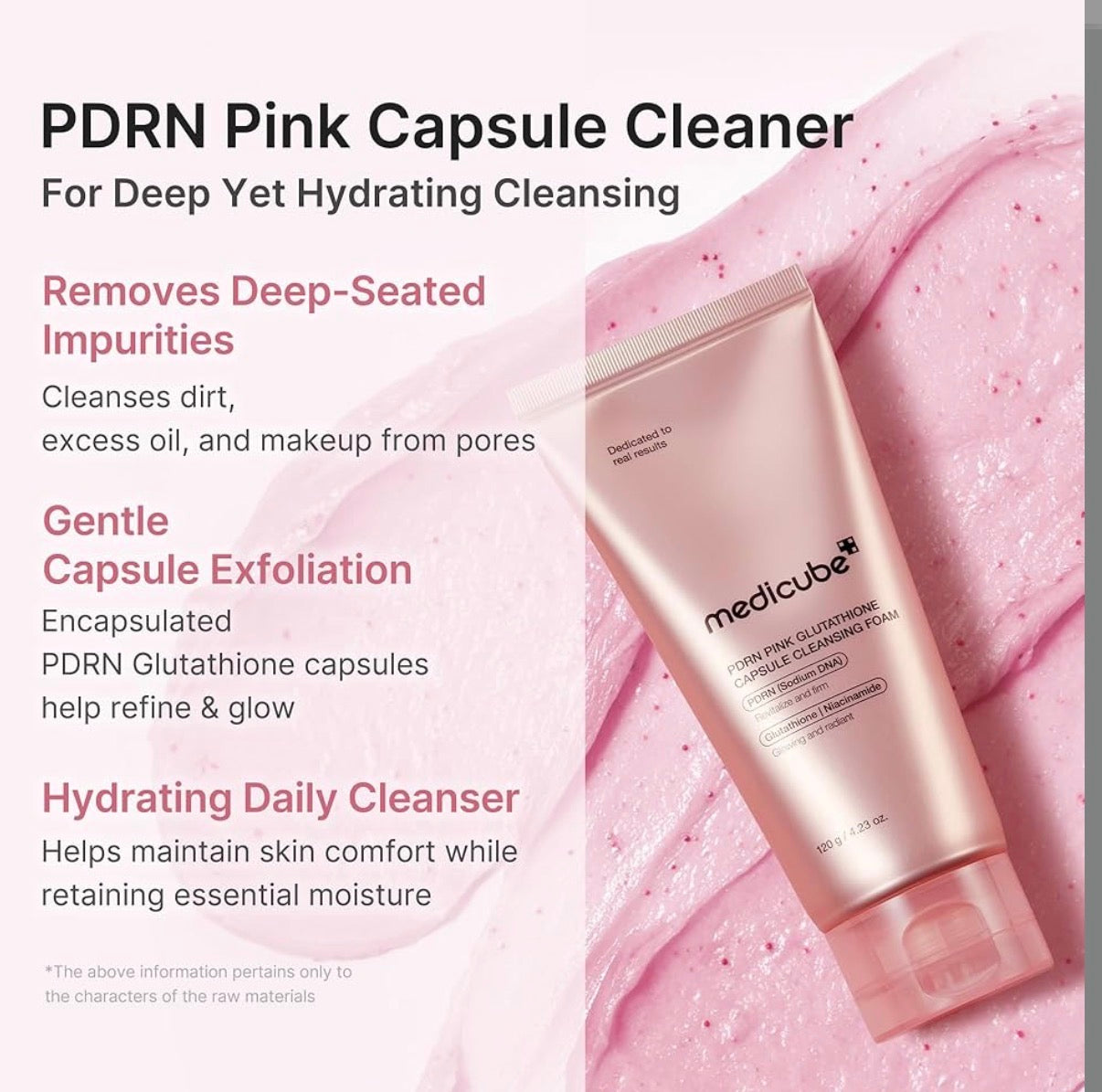 Medicube Limpiador facial PDRN Pink Glutathione Capsule Foam Cleanser