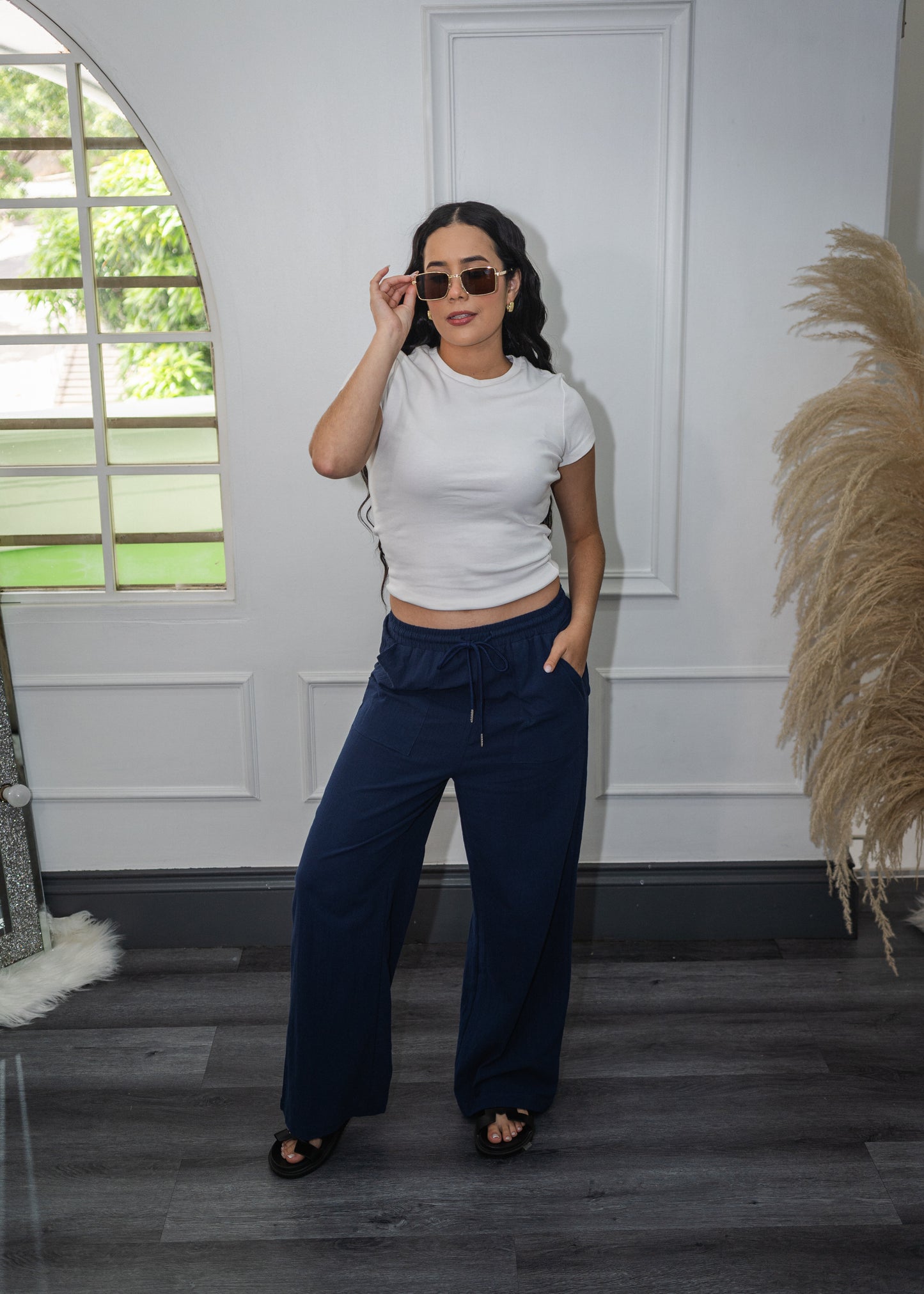 Pantalón de lino azul