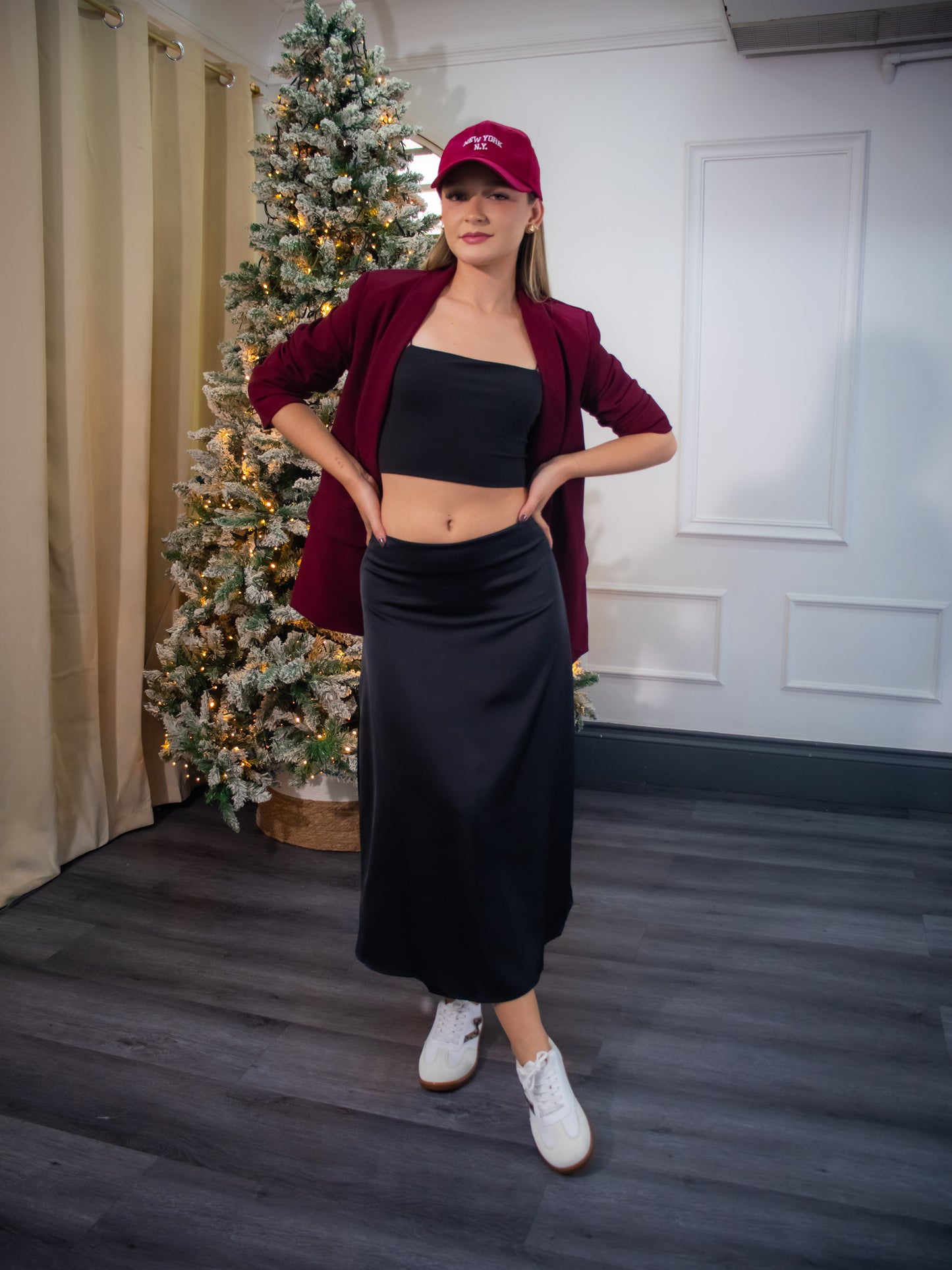 Falda satinada midi