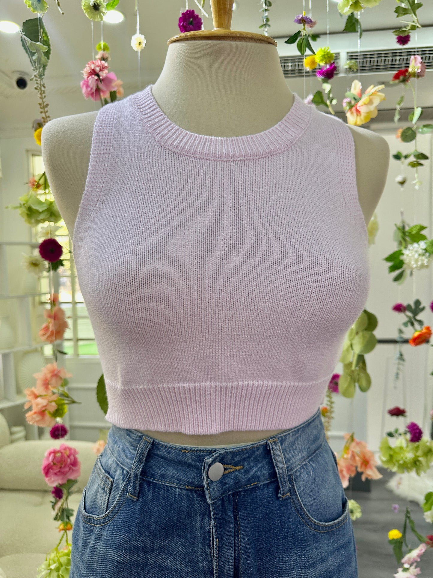 Top tejido punto canalé