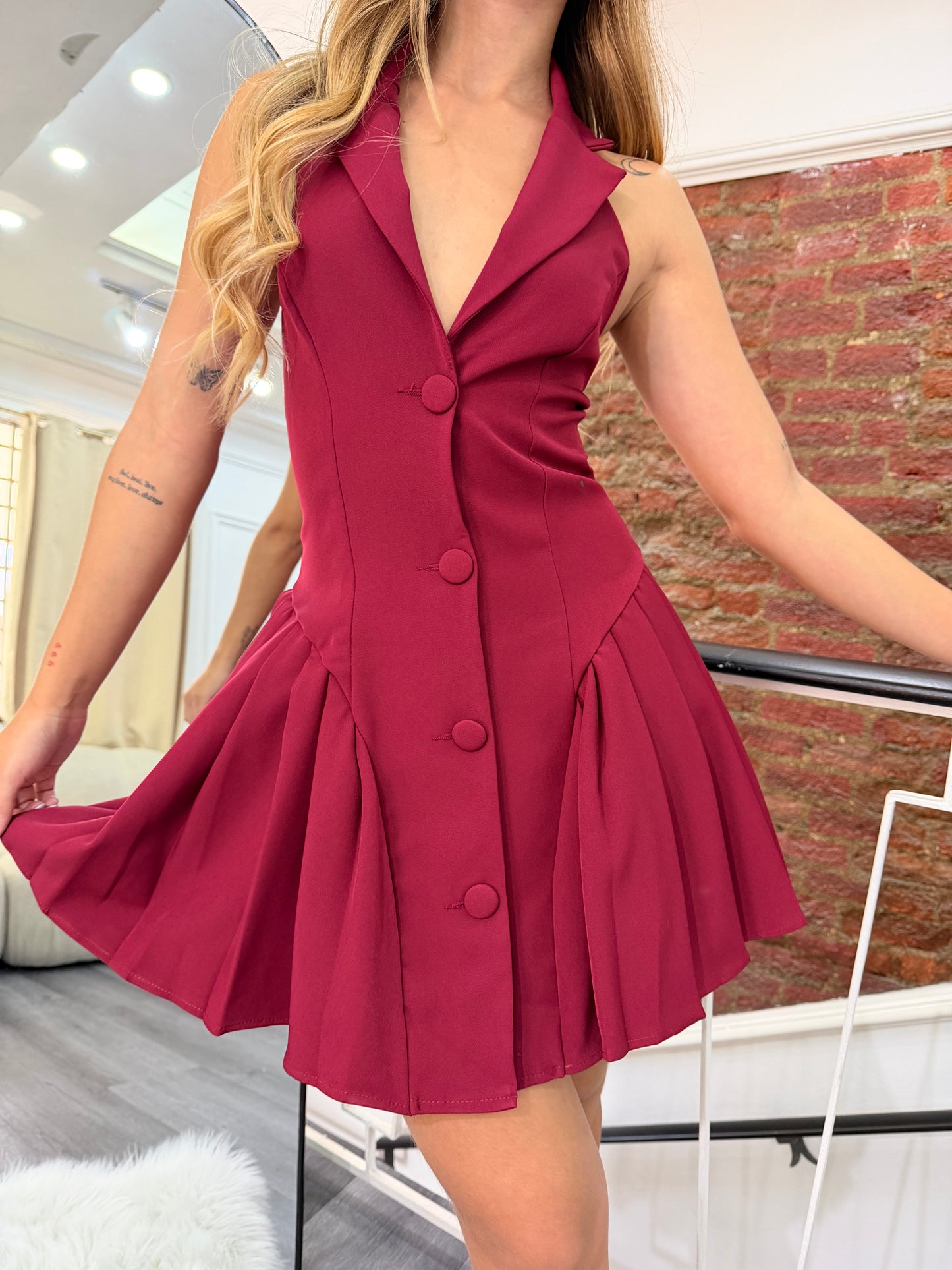 Vestido halter botones