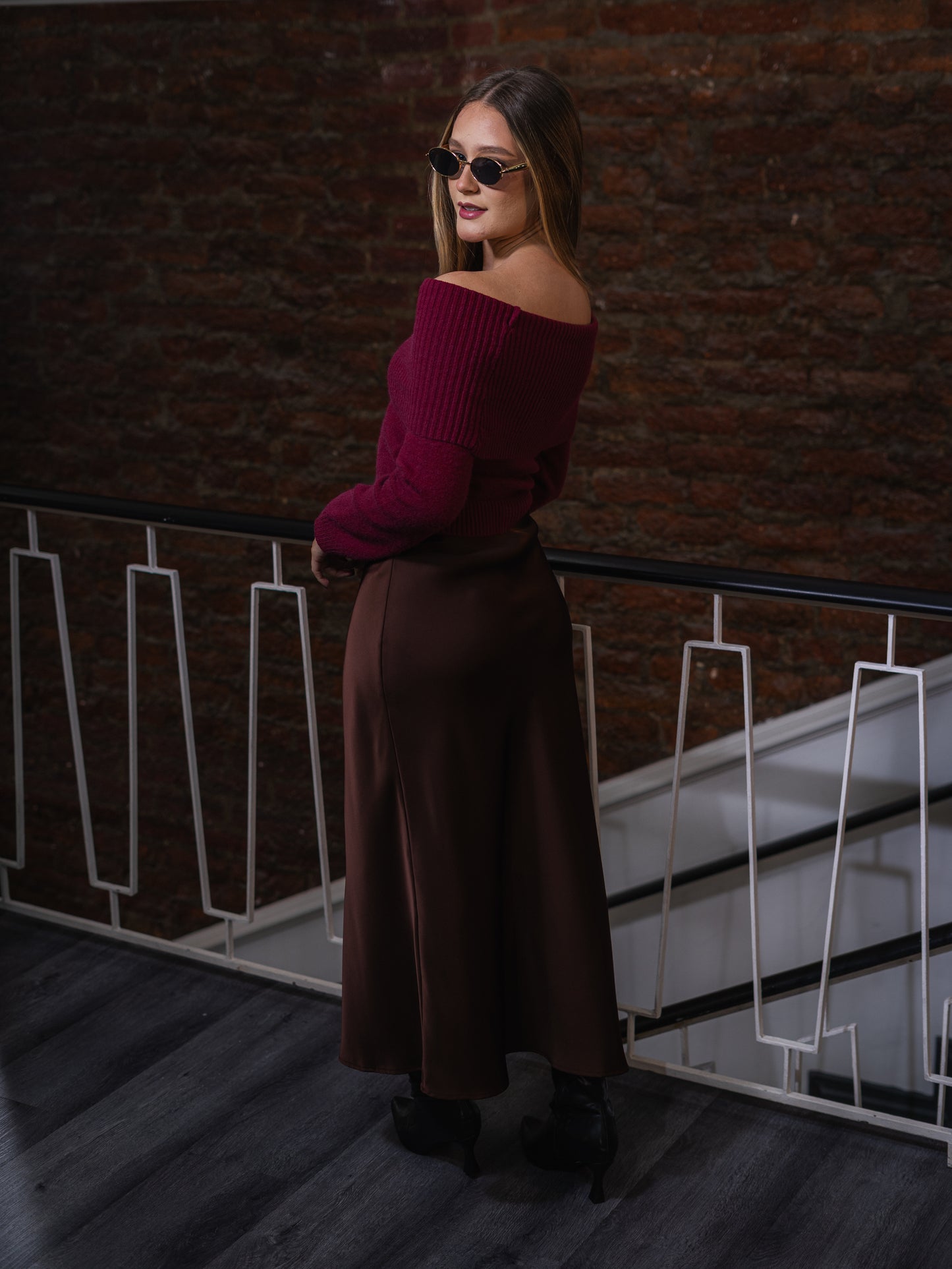 Falda satinada maxi