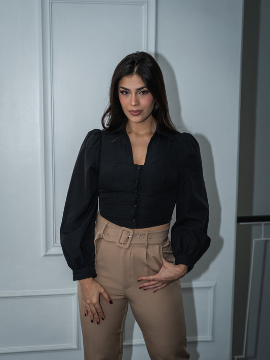 Crop puff sleeves