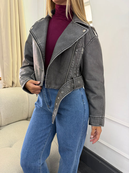Jacket biker grisáceo