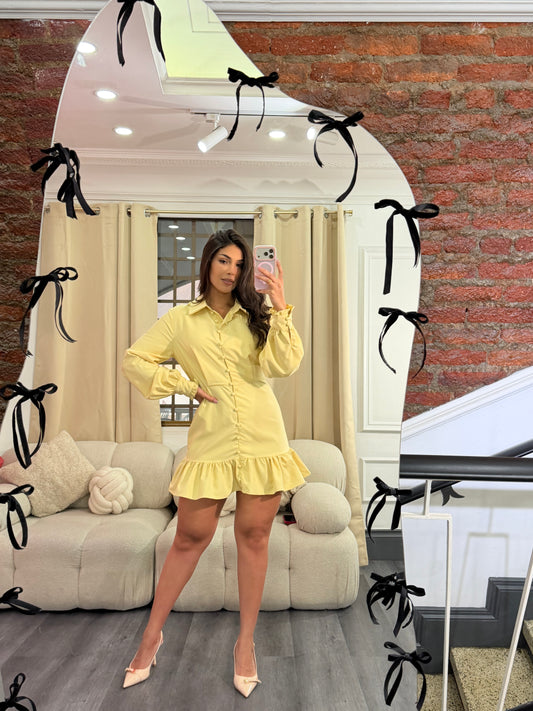 Vestido volantes amarillo