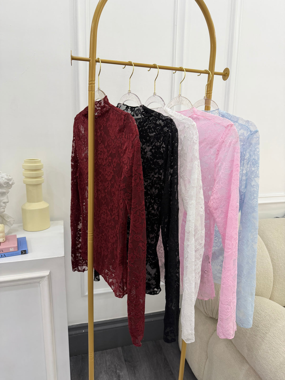Blusas encaje unicolor