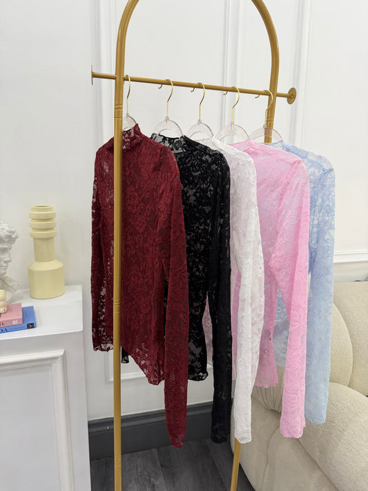 Blusas encaje unicolor